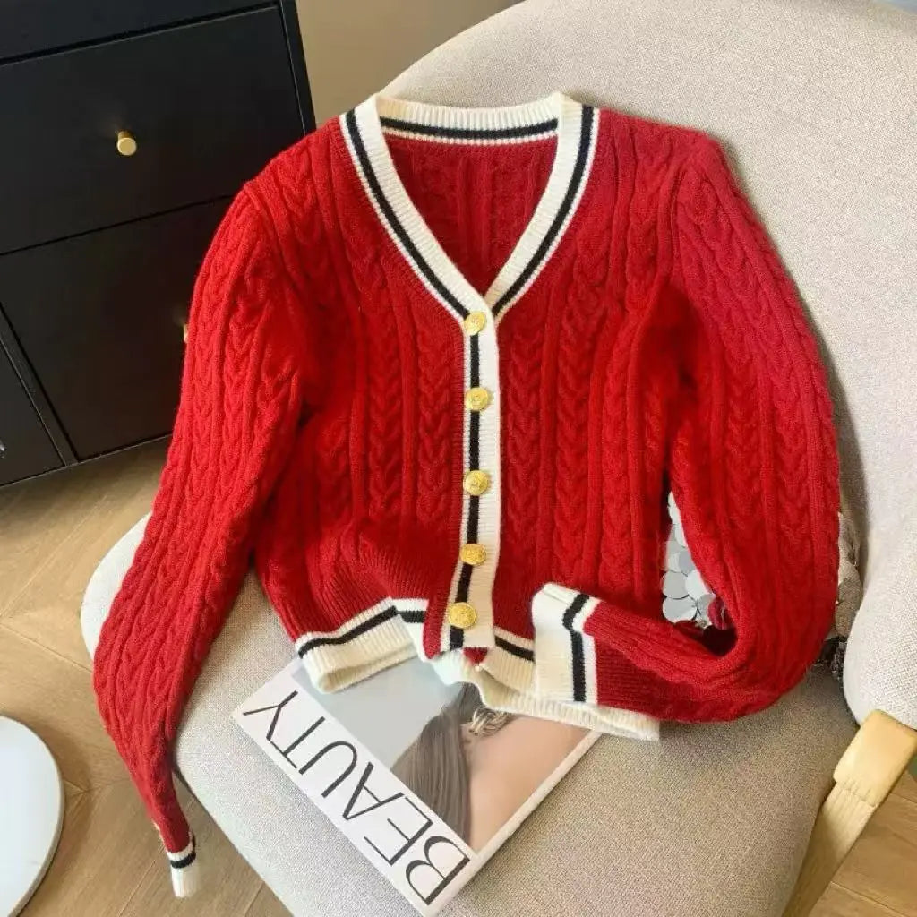 Slim Cable Cardigan Sweater